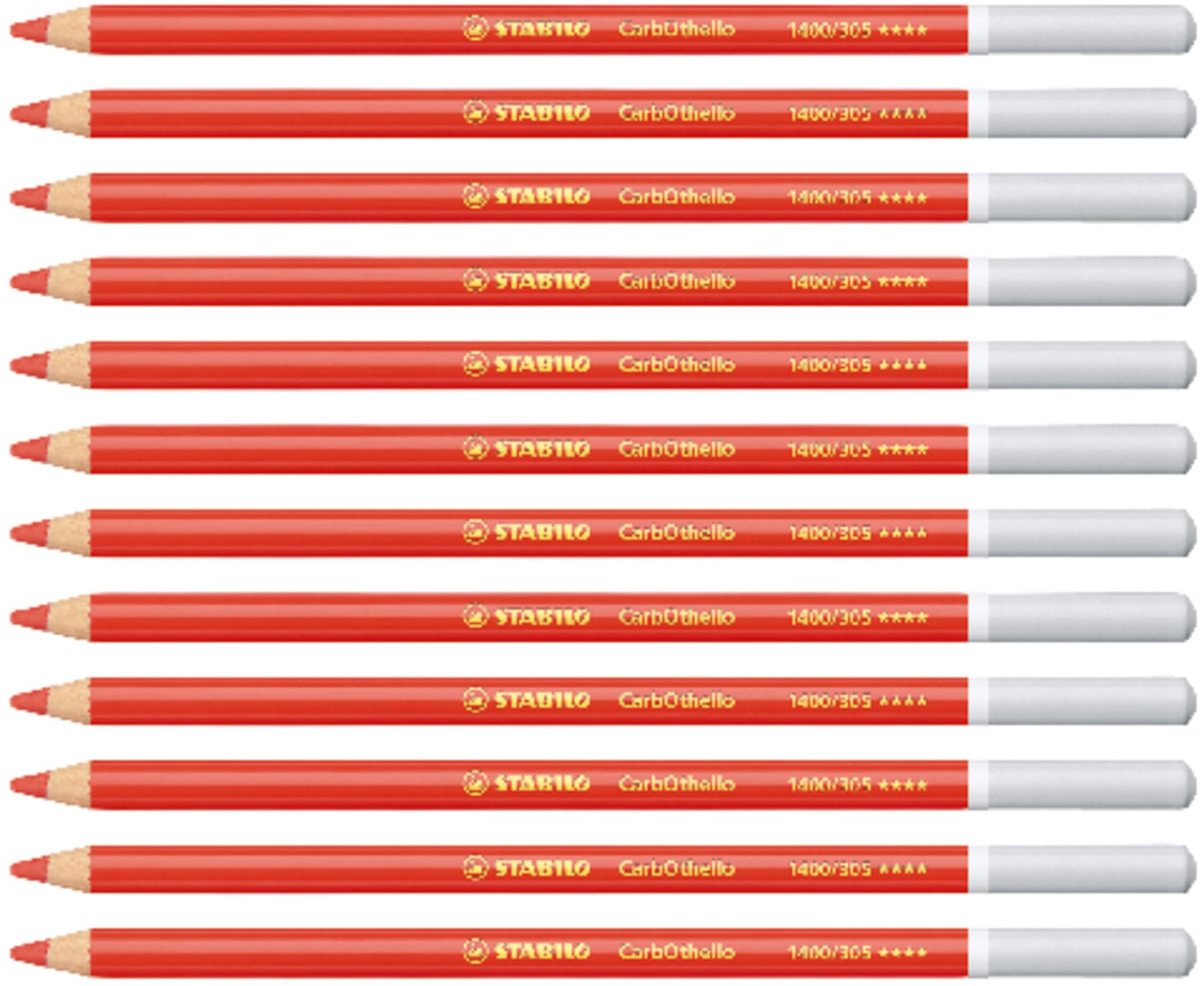 STABILO CarbOthello - Chalk-Pastel Pencil - Pack of 12 - Vermilion Red Tone