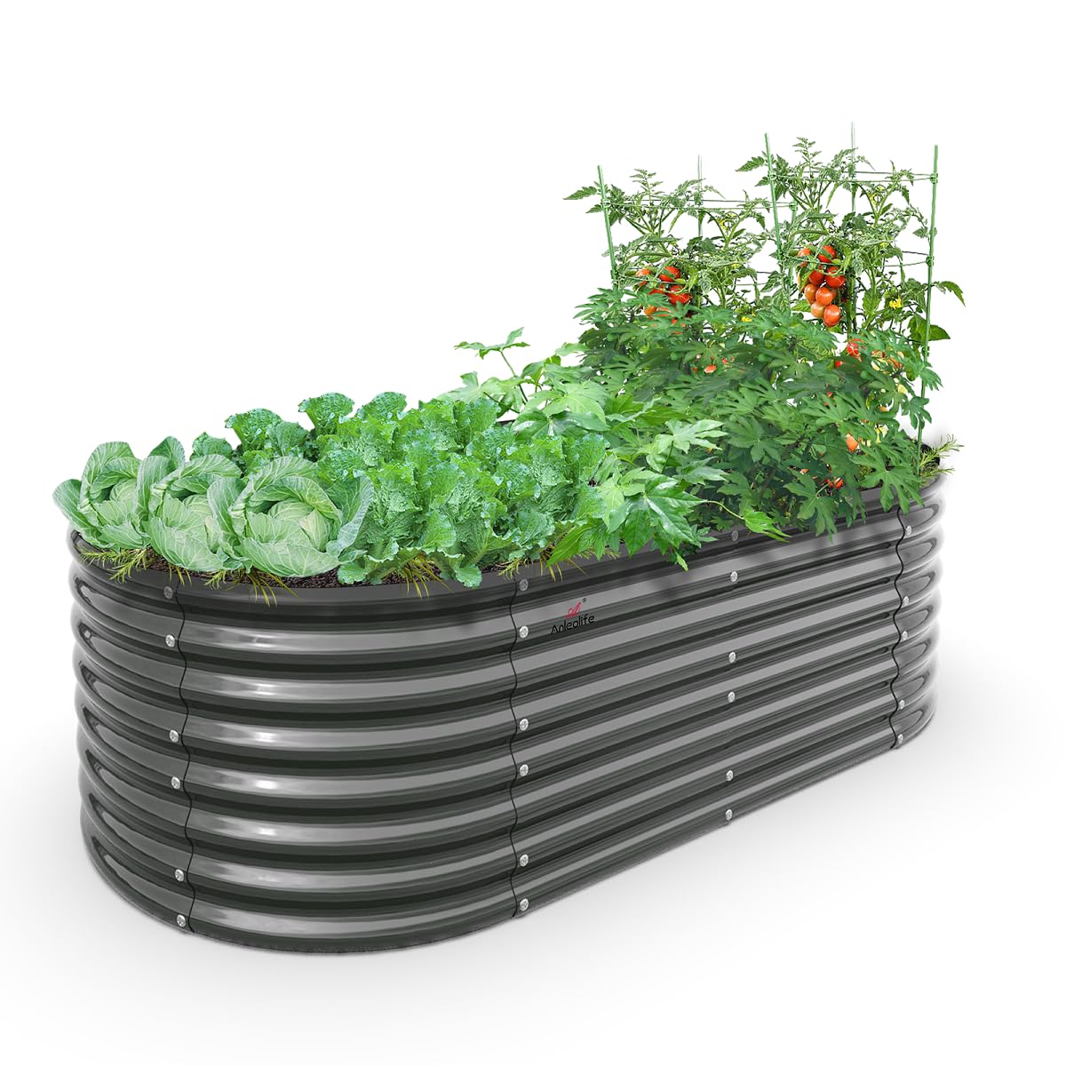 View 4 of (4/3/2026 ***FINAL SALE/NO RETURN, SOLD AS PARTS***)
A ANLEOLIFE 6X3X2 ft Galvanized Raised Garden Beds Outdoor, Oval Large Metal Deep Root Planter Box for Planting Vegetables Flowers Herb, Anti-Rust & Easy-Setup, Quartz Grey