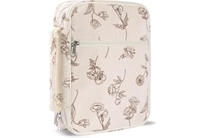 WOBAGMEN Bible Cover Case for Women,Large Bible Tote Bags for Women Organizer Corduroy Bible Carrying Case for Girls,Bible Study Supplies Accessories Christian Gifts for Women (Size L)