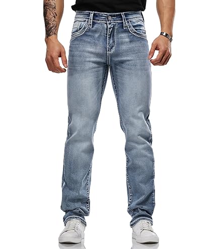 Rock Revival Enzo A202 Alternative Straight Jeans at Amazon Men's