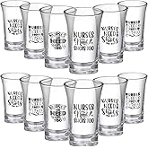 Cunhill 12 Pcs Nurse Need Shots Too Plastic Shot Glasses 1.2 oz Funny Shot Acrylic Cups Gift RN Gifts for Women Male Christmas Nurse's Day School Graduation Birthday Party Friend Present