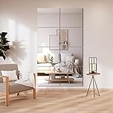 Delma Frameless Mirror Tiles 14"x12"x8 Pcs Wall Mounted | Shatter Resistant, Full Length, Tempered Glass Panels, For Home Gym Bathroom Bedroom &amp; Living Room Decor