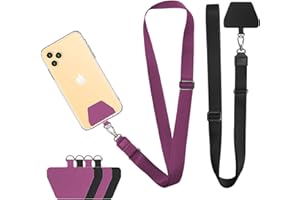 Doormoon Cell Phone Lanyard, Wonder Universal Adjustable Phone Neck Strap Leash for Smartphone Safety Tether System, 2 Pack, Black Purple