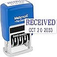 MaxMark Self-Inking Rubber Date Office Stamp with Received Phrase & Date - Blue Ink (Max Dater II), 12-Year Band