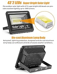 Solar Flood Light Outdoor 1000LM Dual 6000K Bright