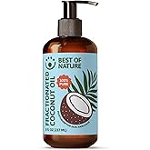 Best of Nature 100% Pure Fractionated Coconut Oil - Natural Massage Oil, Unscented Moisturizer for Men and Women, for Skincare and Hair Care, Carrier for Essential Oils and Aromatherapy, 8 oz