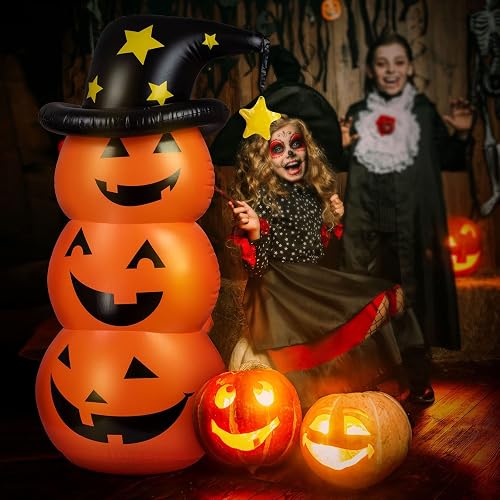 Halloween Inflatables Pumpkin Decor, 1.4M Blow Up Pumpkin for Indoor/Outdoor Garden Lawn Party