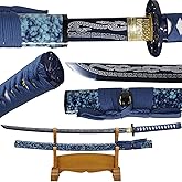 1045/1060 high Carbon Steel Full Hand Forged Traditional, Katana Sword Hademade Heat Tempered ，Japanese Samurai Swords ，Full Tang,Functional,Blue