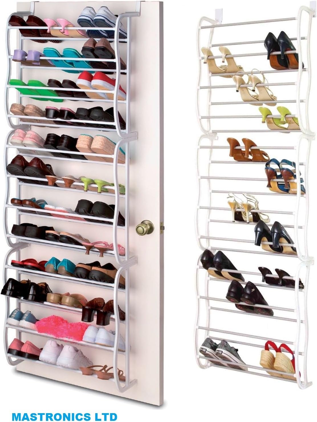Mastronics 36 Pair Over The Door Hanging Shoe Rack Shelf Storage Stand Organiser Hook Holder