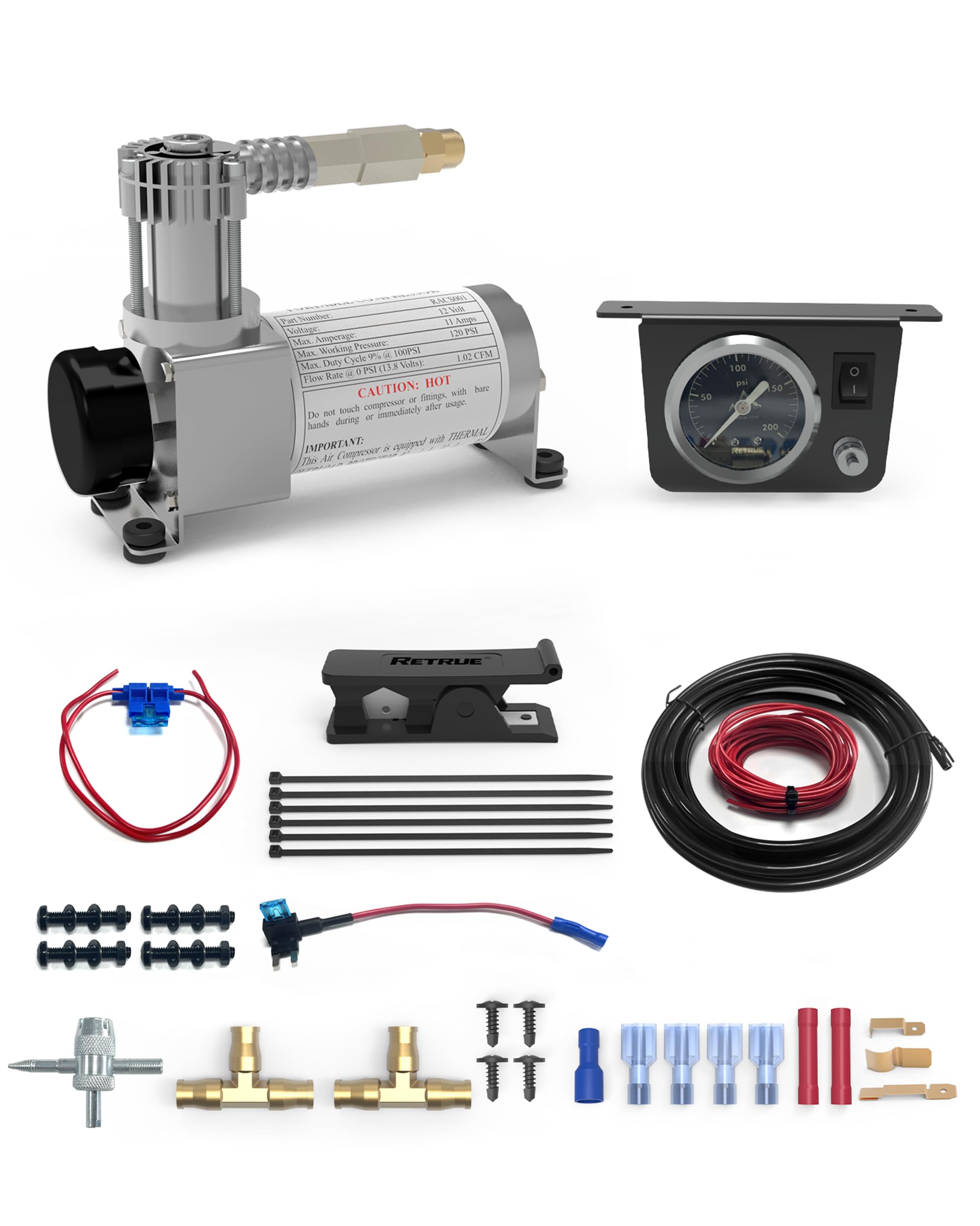 Photo 1 of RETRUE Onboard Air Compressor System for Truck Airbag Suspension - Universal Air Bag Compressor kit for Ford F150, F250, F350, Chevrolet Silverado, GMC Sierra, Dodge Ram and More Air bags Kit