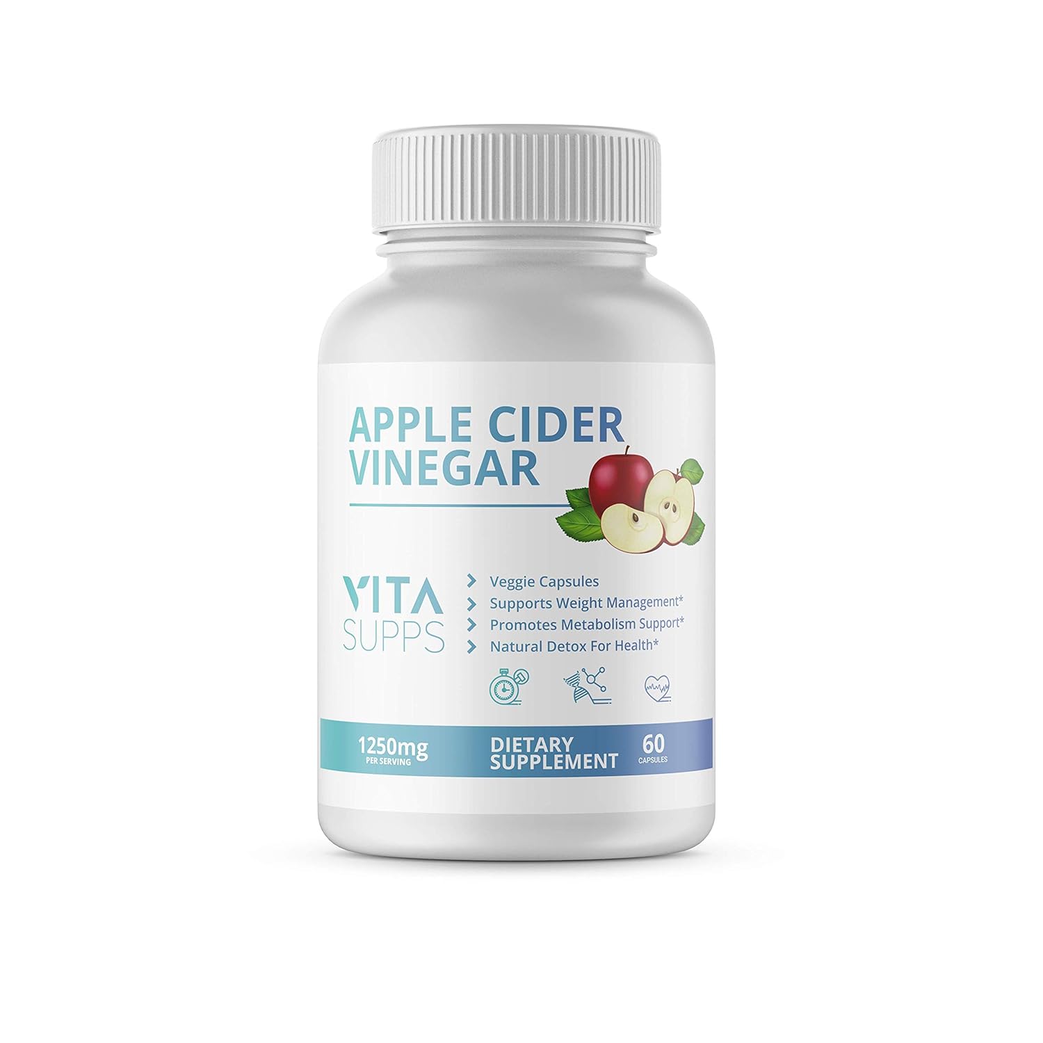 Extra Strength Apple Cider Vinegar Pills Natural Weight Loss Detox Digestion Powerful 1250mg Per