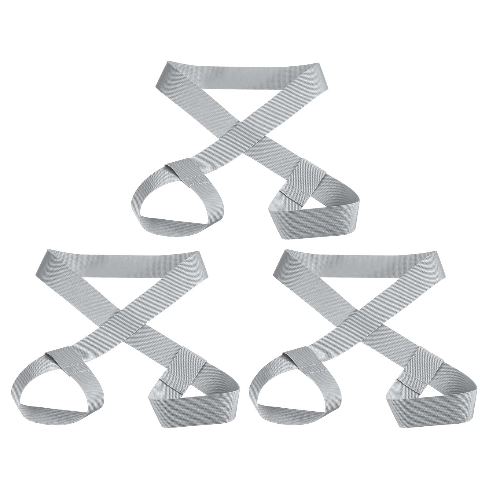 PATIKIL 126cmx3.8cm Roller Skate Leash, 3 Pack Adjustable Ski Boots Carrier Strap for Ski Boots, Roller Skates, Snowboard Boots, Yoga Mats, Light Gray