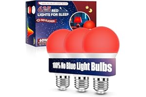 Neporal Red Light Bulbs for Sleep 9W, 100% Blue Light Blocking Red Night Light, 625nm Sleep Light for Melatonin Promoting, A19 60W Equivalent Dim Light Bulbs for Bedroom, Baby Nursery,3 Pack