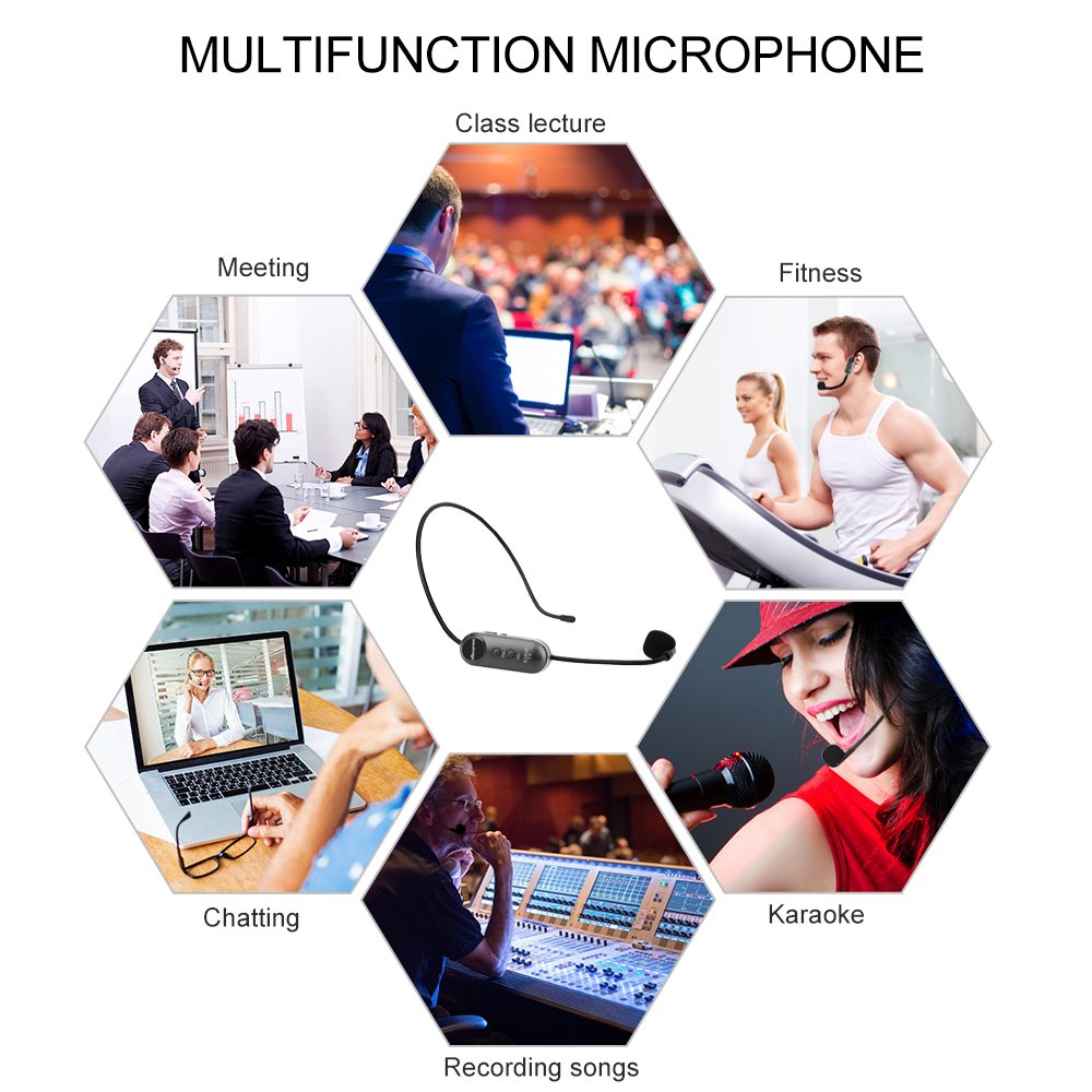 Wireless Microphone, Mbuynow UHF 2.4G Wireless Headset Handheld 2 In 1 Rechargeable with Updated Receiver for Leaders Business Meeting, Fitness, Teaching, Guides