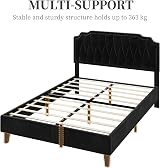 Yaheetech 5ft King Bed Frame Upholstered Platform Velvet Headboard Black view 9