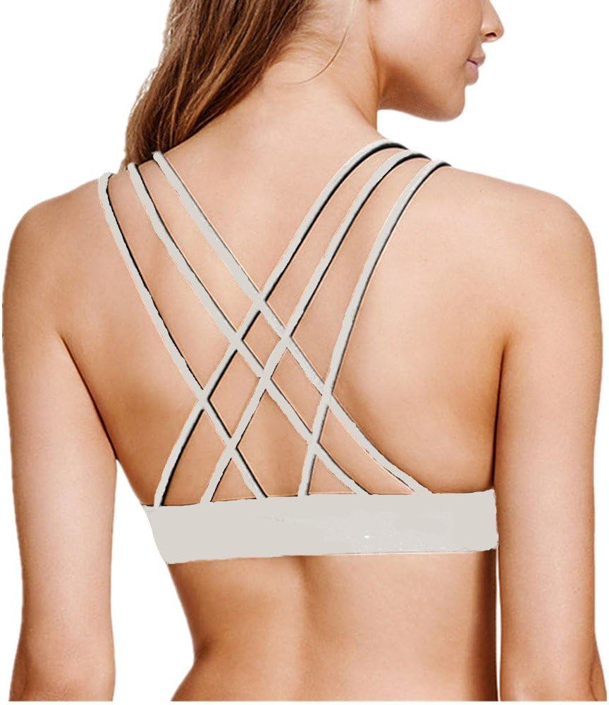 Women's Plunge Yoga Sports Bra Triangle Wirefree Strappy Top