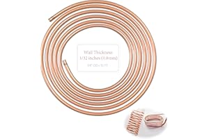 XIFOWE 99.9% Copper Tube 1/4" OD x 3/16" ID 10 Ft, Tube Wall: 1/32", Refrigeration Seamless Round T2 Pure copper tubes, Soft Coil Copper Tubing, Used In Refrigerators, Air conditioners, DIY project...