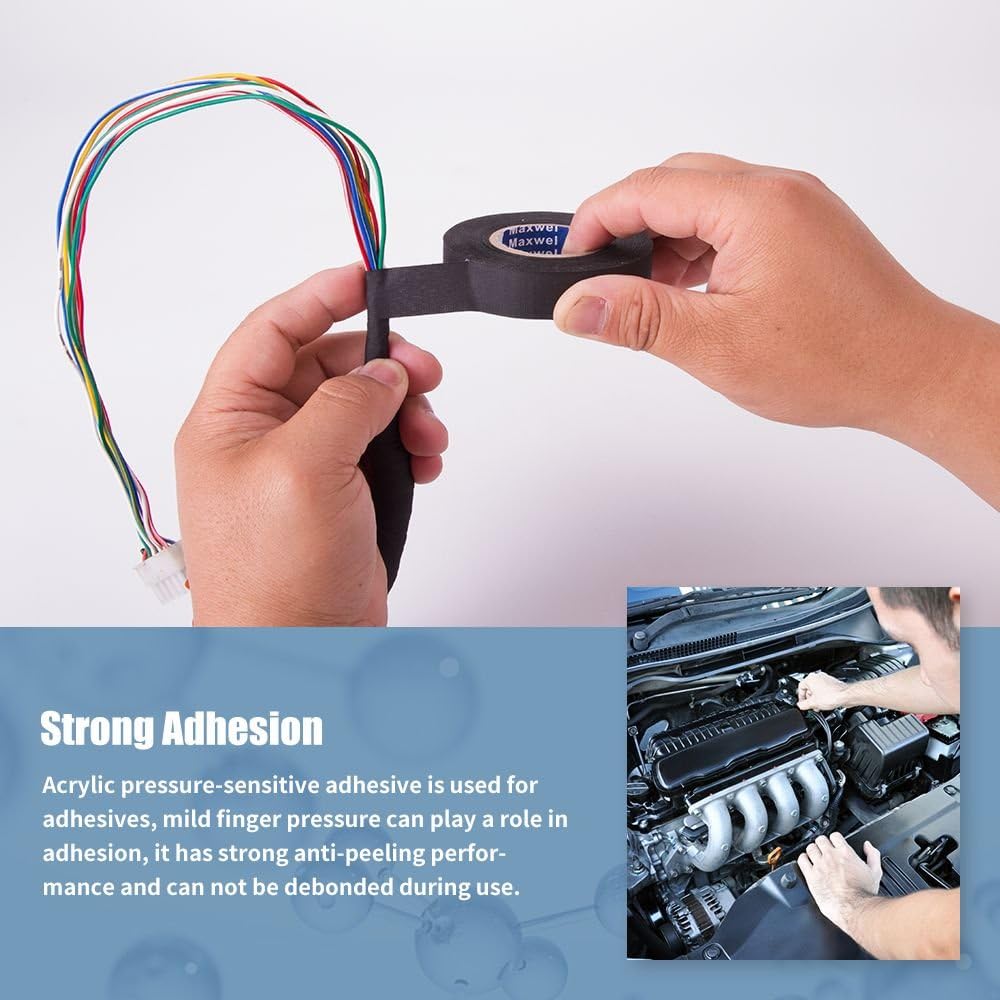 Automotive Wiring Harness Cloth Tape - Maxwel VERSAF51217 Chemical Fiber Cloth High Temp Wire Harness Wrapping Tape for Auto Electrical Wrap, Protection, Insulation 19MM × 25M Pack of 1 Piece: Car Electronics