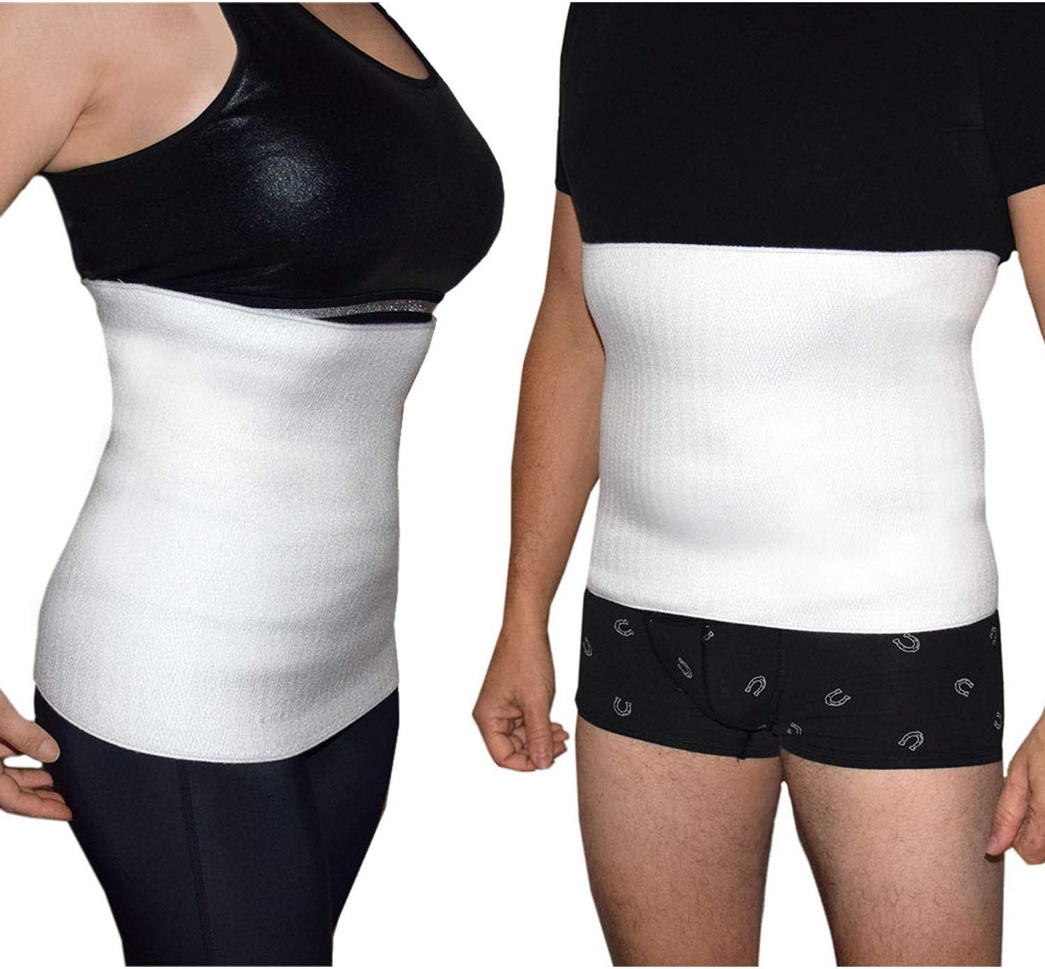 BODYPERFECT Unisex Barbed Teratex Lumbar Abdominal Elastic Thermal Body Belt Compression Band SMALL, White