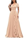 Miusol Women's Classy V-Neck Ruffle Floral Lace Hem