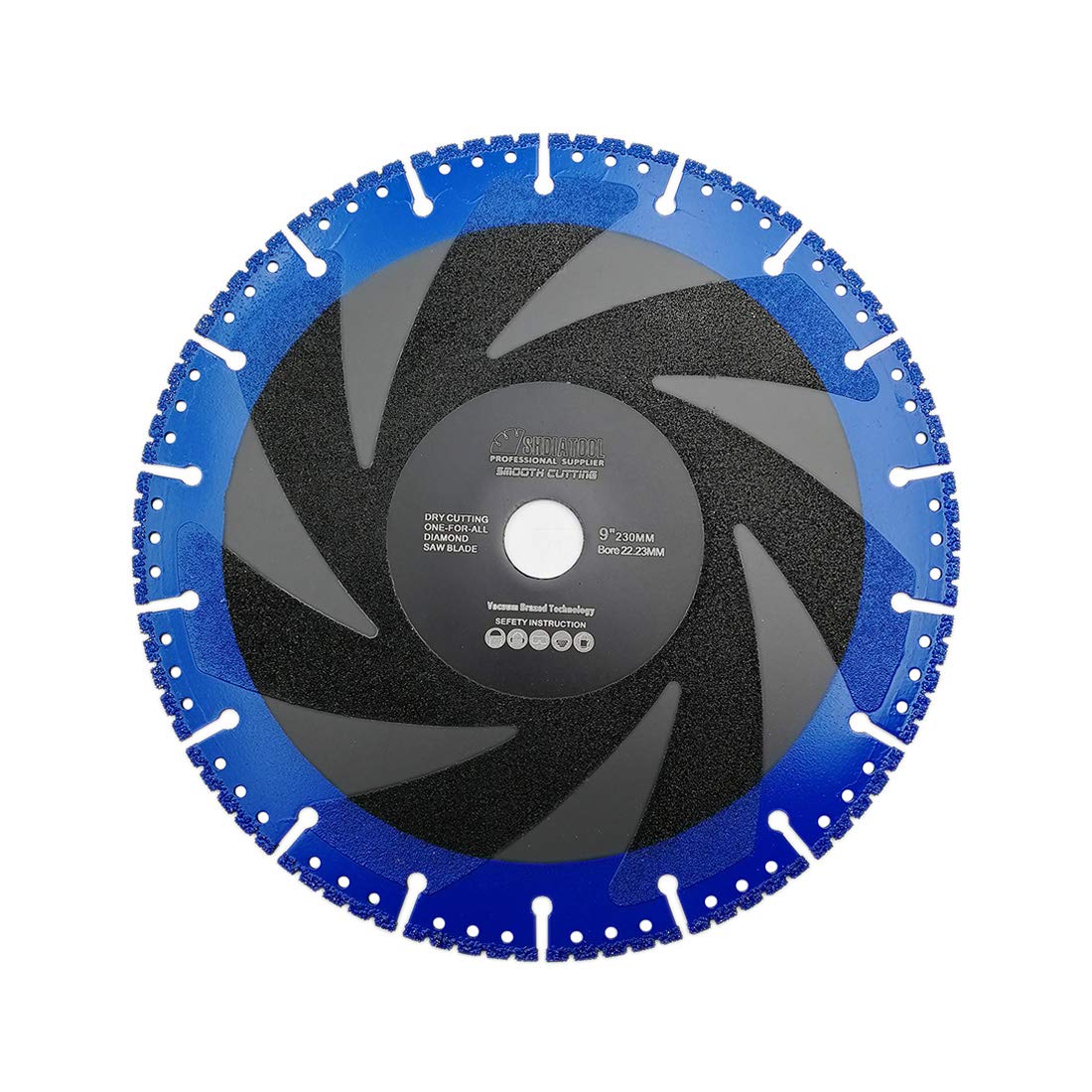 SHDIATOOL Diamond Cutting Disc 9 Inches / 230mm Vacuum Brazed Cut-off Wheel for All Purpose Demolition Blade for Stone Iron Steel Metal