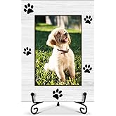 RLCNOT Dog Picture Frame Paw Print Photo Frame, Gifts for Dog-Lover Pet Owner, Wooden Photo Frame With Stand, 4x6 Picture Frame for Tabletop Shelf Display, Home Office Bedroom Desk Decor -27
