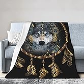Wolf Dream Catcher Throw Blanket Soft Cozy Plush Warm Fleece Blanket for Sofa Couch Bed 80