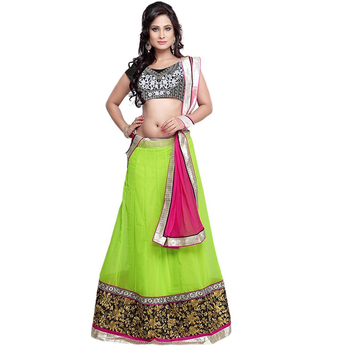 florely women's faux georgette lehanga choli (green_chitrangada _green_ free size)