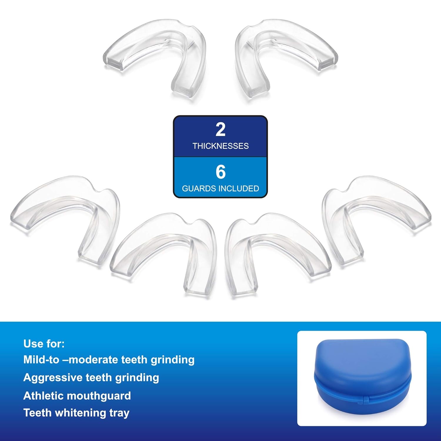 Mouth Guard for Teeth Grinding Clenching Bruxism-6 BPA FREE New Upgraded FOUR UNCLES Anti Dental Night Guard for sleep Moldable, Including 4 Regular and 2 Heavy Duty Guard & Travel Retainer Case : Beauty