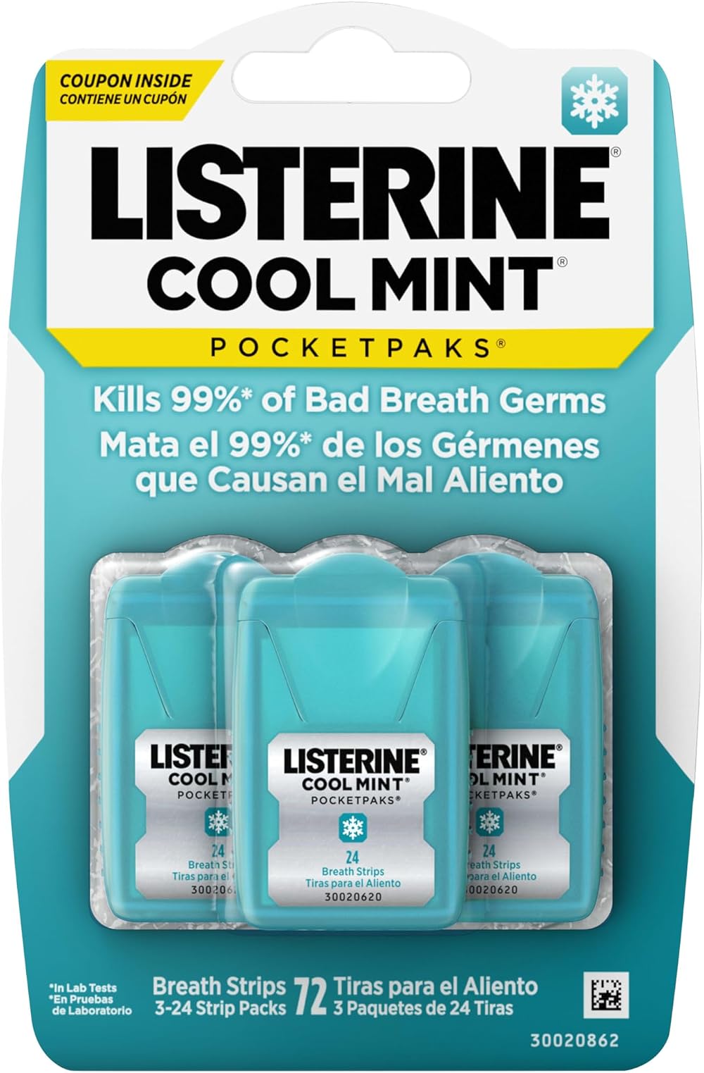 Listerine Cool Mint PocketPaks Breath Strips 72 Count Pack of 6