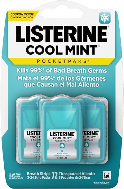 Listerine Cool Mint PocketPaks Breath Strips 72 Count Pack of 6