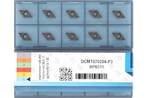 CDBP CNC Carbide Inserts DCMT070204/ DCMT21.51 for Metal Cutting Steel, DCMT Metal Lathe Tool for Steel, 10 Pcs