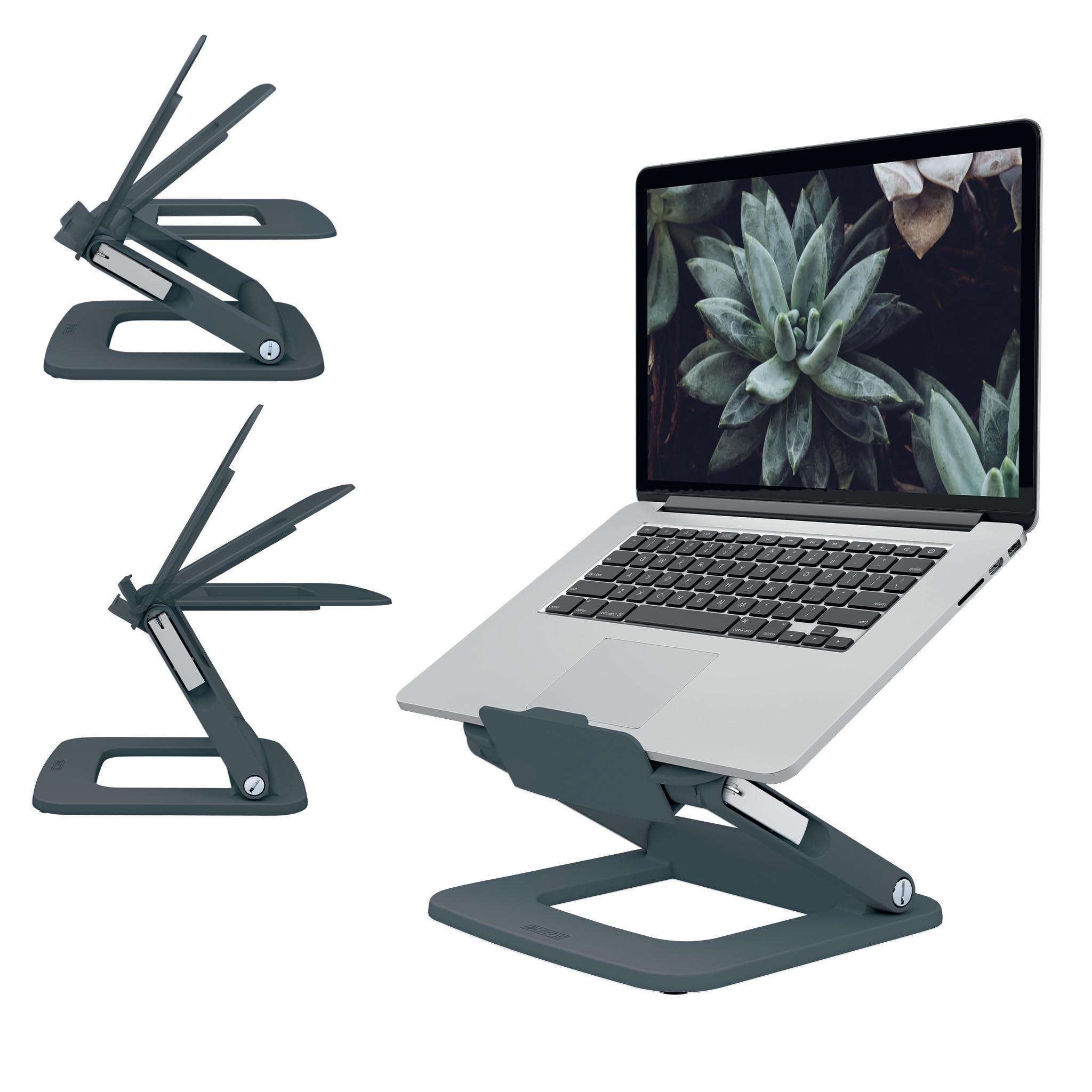 Leitz Height Adjustable Multi-Angle Laptop Stand, 80% Recycled Plastic, Six Pre-Set Height & Angle Combinations, Compact Footprint, 100% Recyclable, Ergo Range, Dark Grey, 64240089