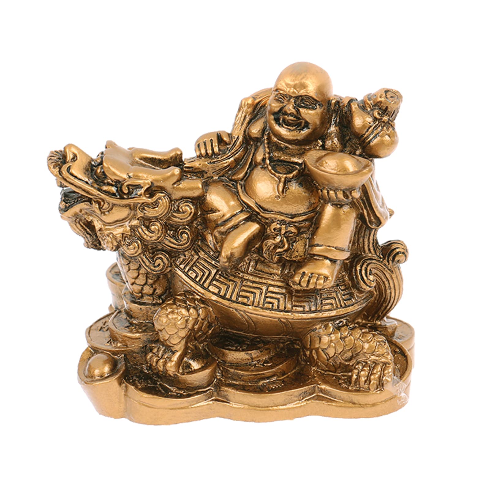 Elionless Laughing Buddha Statue - Feng Shui Dragon Turtle Maitreya Buddha Home Office Decoration Attracts Wealth and Good Luck