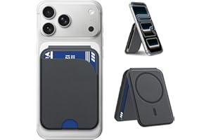 Vizvera for Mag-Safe Wallet Magnetic Card Holder 5 Cards for Phone Lightweight Magnetic Stand Adjustable Leather RFID Blockin
