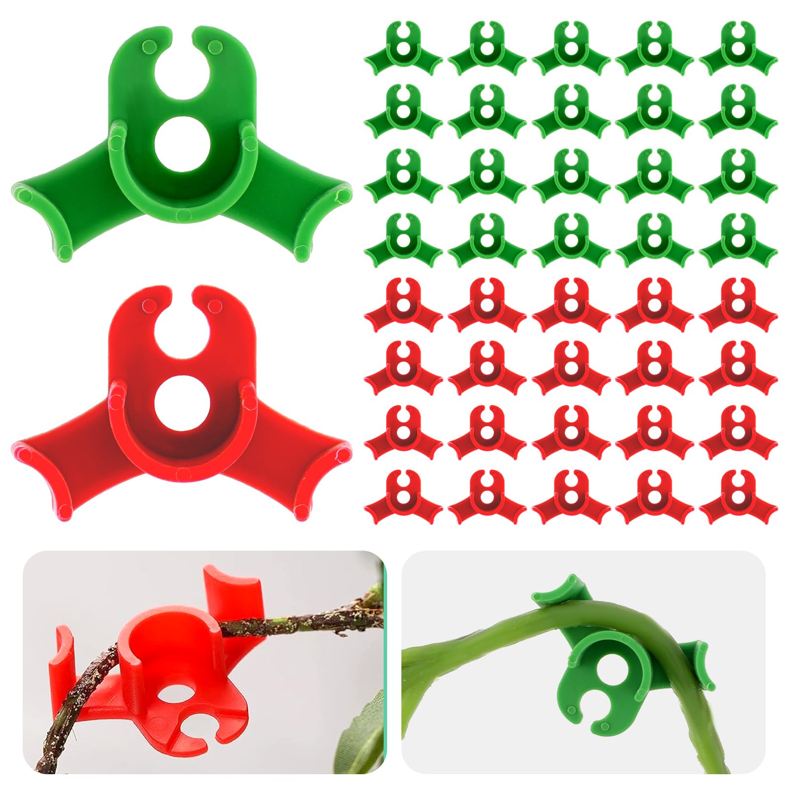 Ouligay 40pcs Lst Clips for Low Stress Training Plant Stem Support, Plant Bender, Lst Plant Training Clips, 90 Degree Angle Plant Clips(Circle Style,Red And Green)