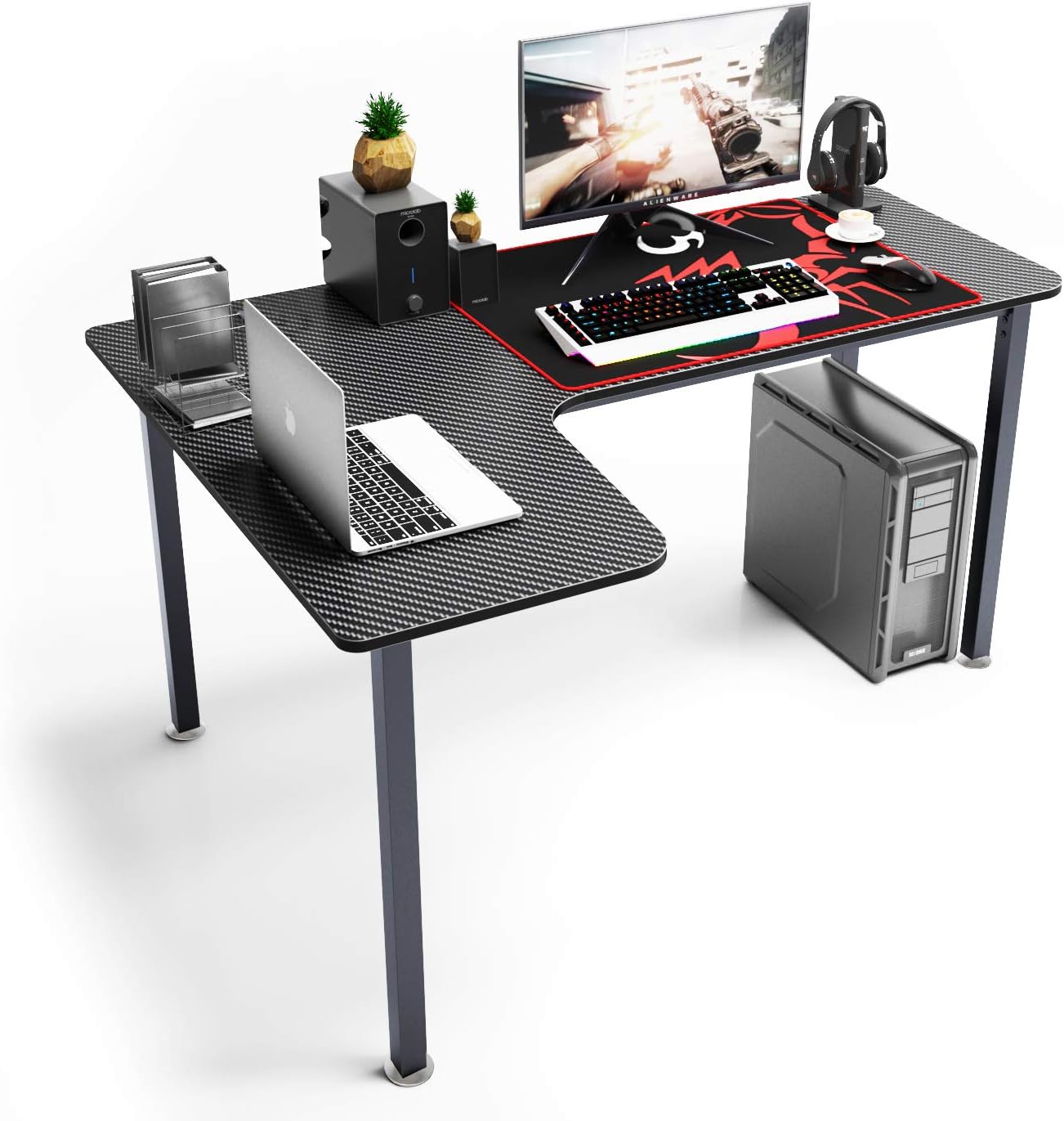 DlandHome 60inches L Shaped Gaming Desk Computer Desk with Large Mouse