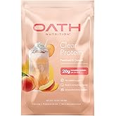 Oath Nutrition Clear Whey Isolate Protein Powder, Peaches & Cream, 20g Complete Protein per Serving, No Added Sugar, Grass-Fed, Single Serving (6 Count)