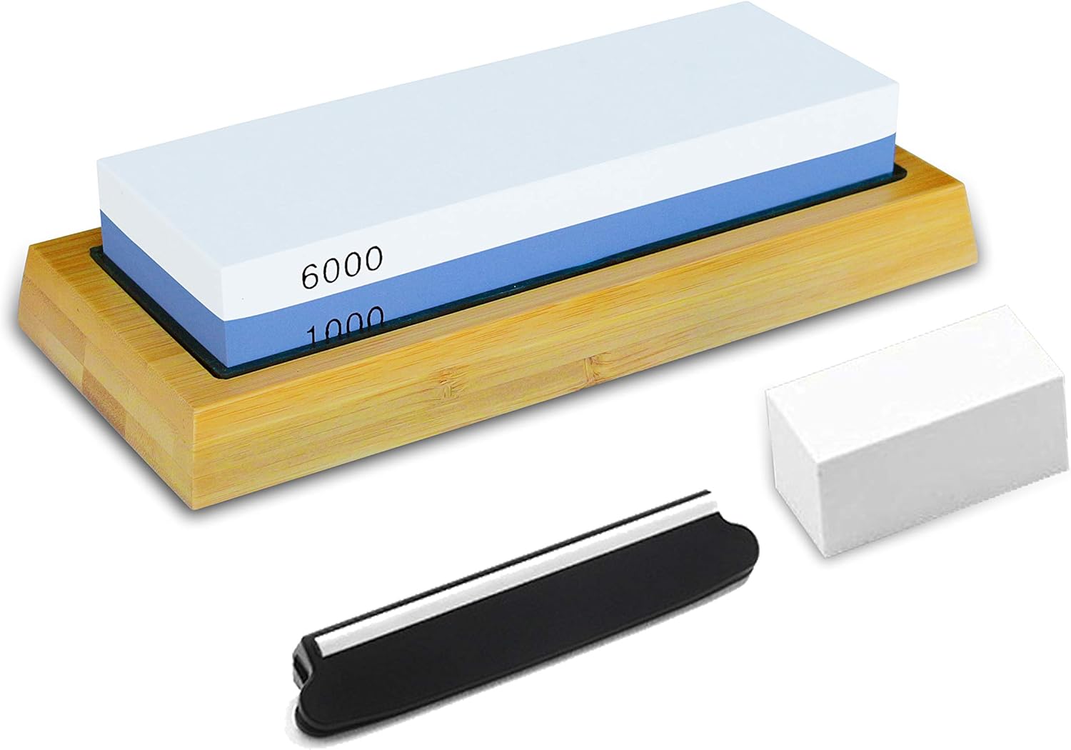 PHYEX Knife Sharpening Stone, Combination Dual Sided 1000/6000, with Non Slip Base, Flattening Stone & Angle Guide: Kitchen & Dining