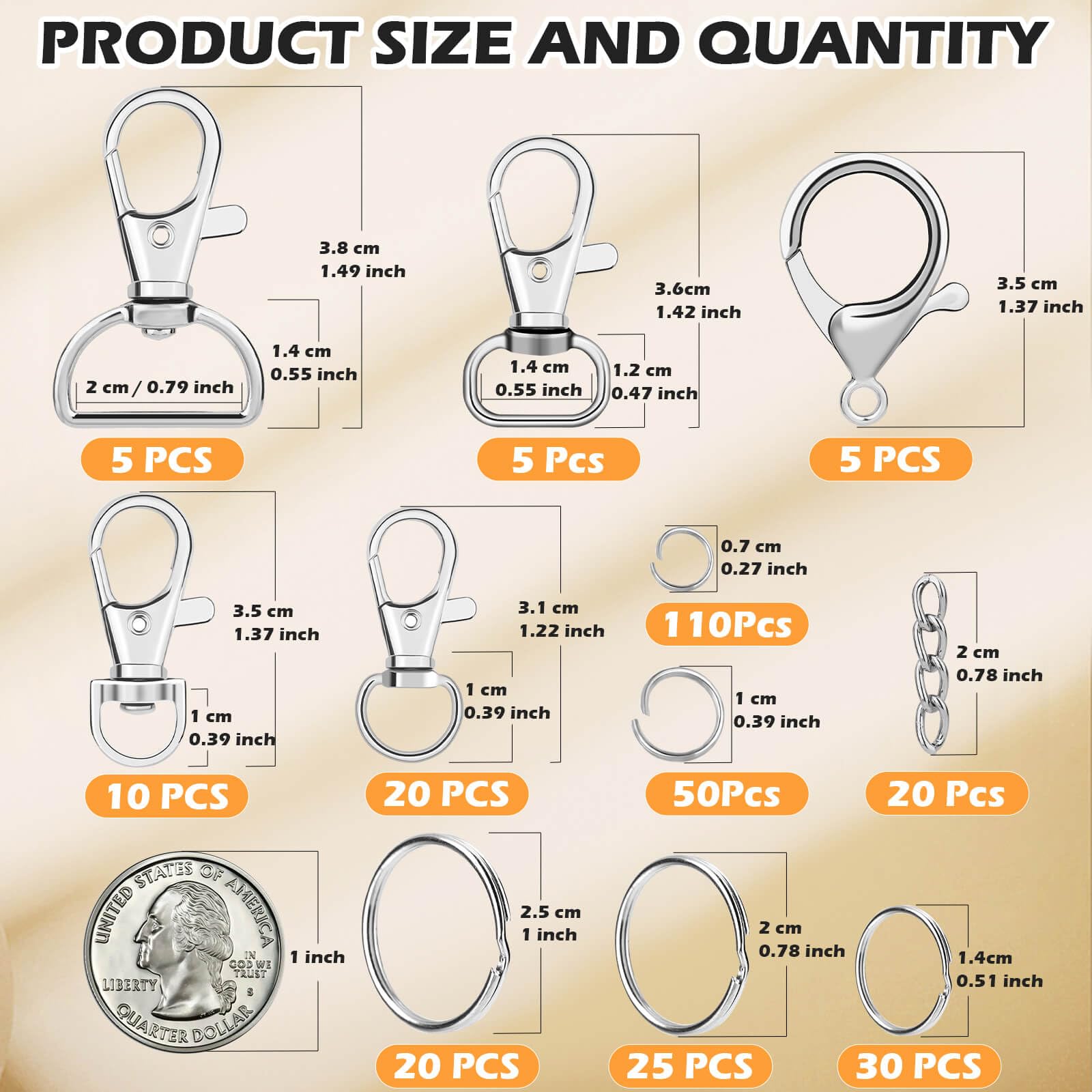 PAXCOO 300PCS Keychain Making Kit, Keychain Craft Supplies Including Key Chain Clips, Lanyard Snap Hooks, Key Rings and Jump Rings for Key Chain Making, Purse Making, Lanyard Making