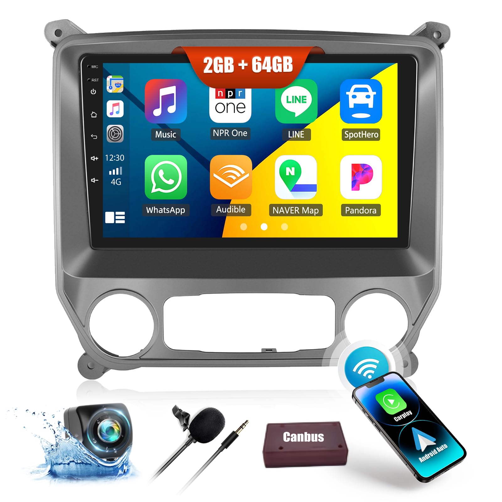 Photo 1 of **SELLING FOR PARTS**2G+64G Car Stereo Radio for Chevy Silverado GMC Sierra 2014-2018 Android 13 Radio Wireless CarPlay Android Auto, FM, Bluetooth, GPS Navigation, 10.1 Inch Touch Screen Head Unit with Backup Camera