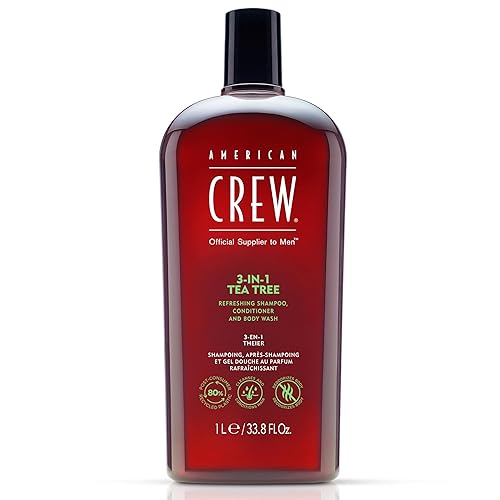 American Crew Shampoo, Conditioner & Body Wash for Men, 3-in-1, Tea Tree Scent, 33.8 Fl Oz