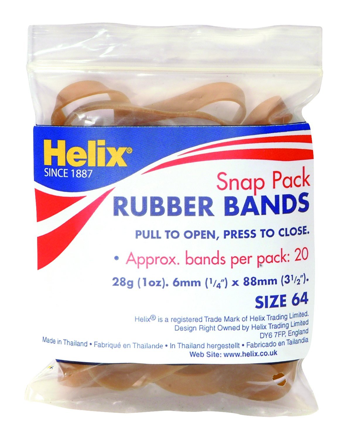 x24 packs of Helix Rubber Bands (Approx 580 rubber bands) Brown