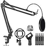 InnoGear Microphone Stand for Blue Yeti Adjustable Suspension Boom Scissor Arm Stand with 3/8"to 5/8" Screw Adapter Shock Mou