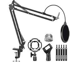 InnoGear Microphone Stand for Blue Yeti Adjustable Suspension Boom Scissor Arm Stand with 3/8"to 5/8" Screw Adapter Shock Mou