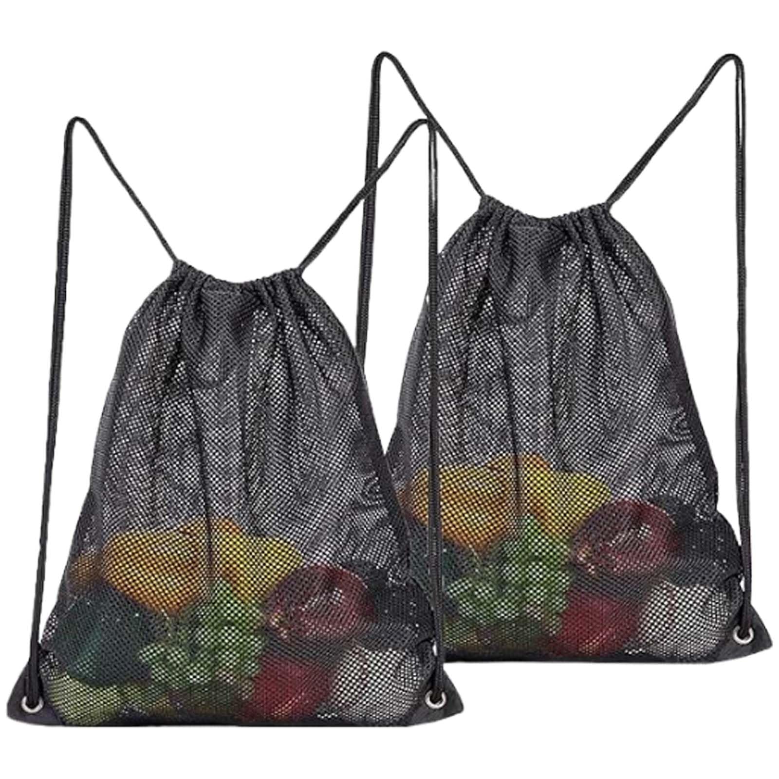 2 Pack Net Bag, 35 X 45 Cm Mesh Drawstring Backpack for Gym, Laundry, Beach, Swimming, Clothes, Travel, and Diving Goods Storage