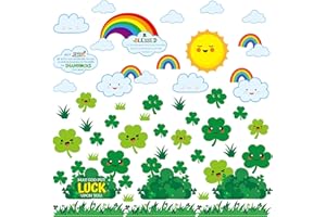 Sayglossy 58 Pcs St. Patrick's Day Classroom Bulletin Board Set Religious Shamrock Cutouts Clover Rainbow Sun Bible Wall Decor for St. Patrick's Day Sunday School Party Classroom Wall Decor