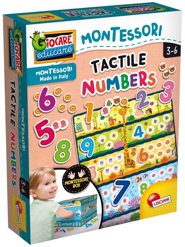 Lisciani - Montessori Tactile Numbers with montessori box, EX72453, Multicoloured