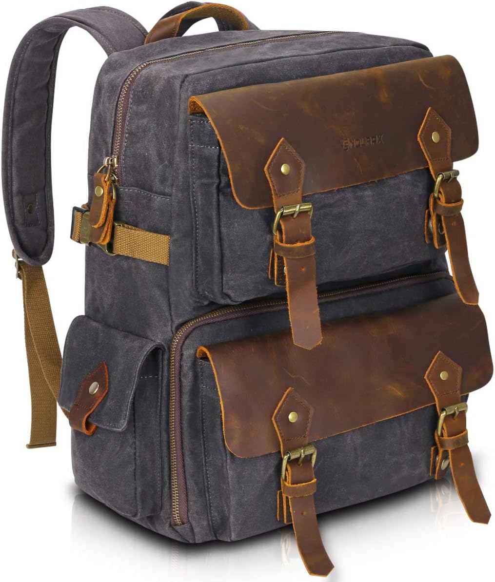 leather camera backpack women's