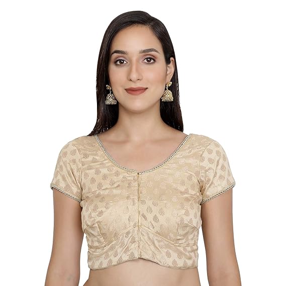 WOMEN'S DESIGNER STITCHED READYMADE KATORI STYLE GOLDEN BLOUSE [ S,M,L,XL,XXL ] 34,36,38,40,42, WITHOUT PAD 